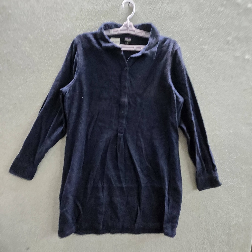 Patagonia Women Dress M Navy Button Fjord Shirt‎ Long Sleeve Flannel